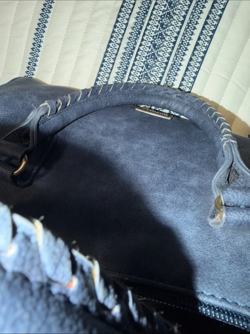 Misako Navy Leather-Effect Holdall Bag
